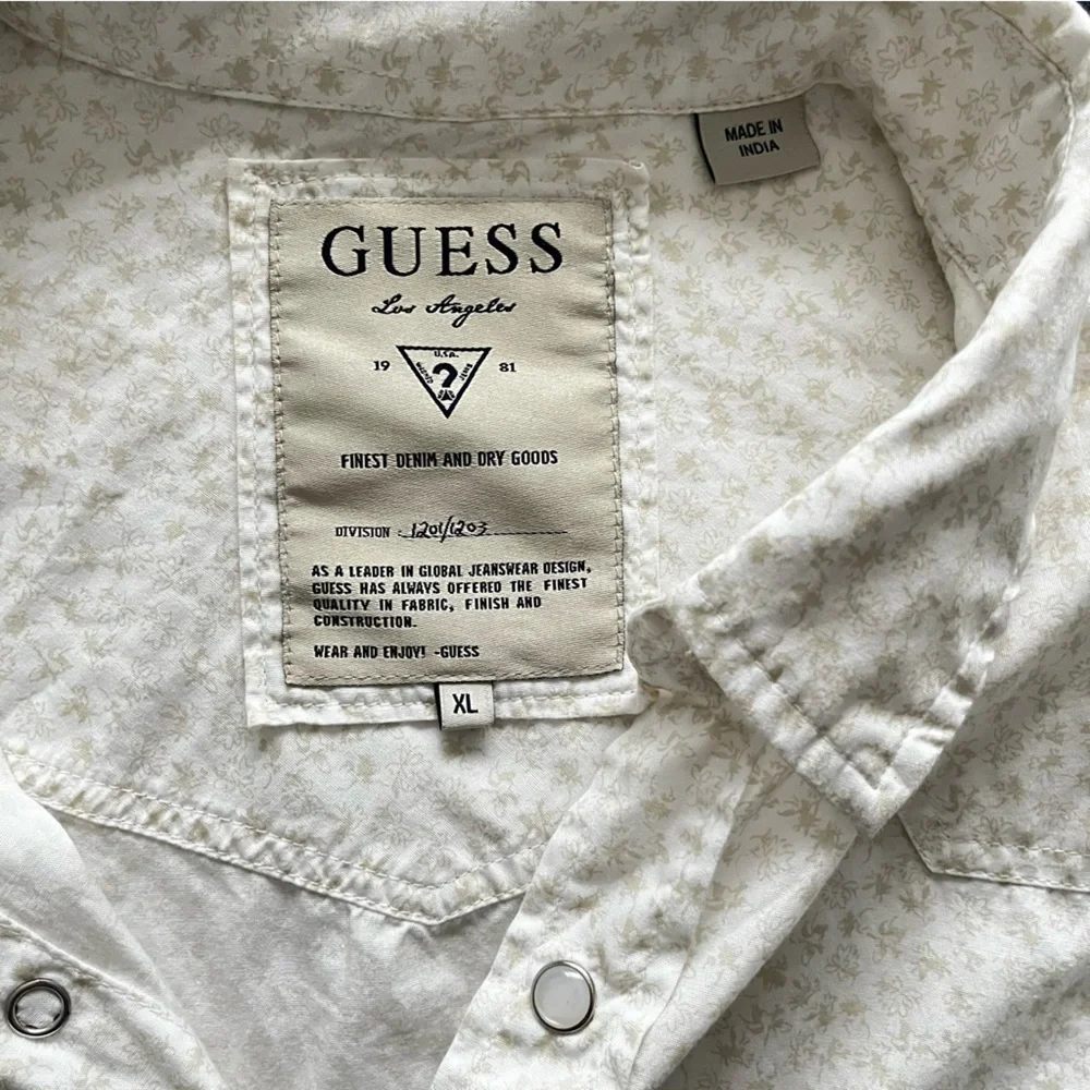 Vtg Guess Pearl Snap Long Sleeve Floral 100% Cotton Button Up Shirt Size XL - Picture 6 of 16